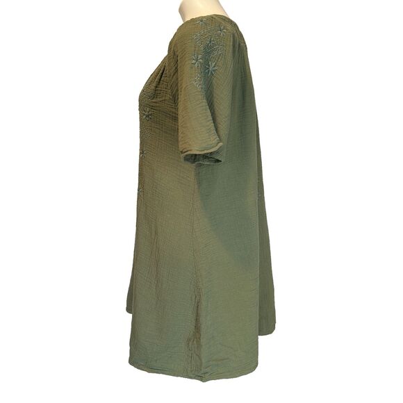 Boho Cottagecore Peasant Lucky Brand A-Line Dress Olive Green M - Picture 4 of 9